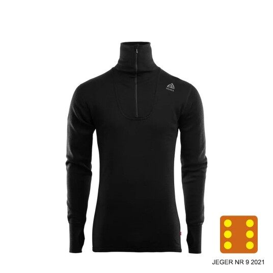 Aclima DoubleWool Polo zip, M's Jet Black Marengo (#202020) Herre L