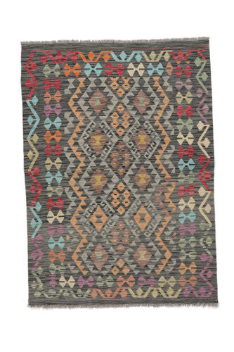 Håndknyttet. Opphav: Afghanistan Orientalsk Kelim Afghan Old Style Teppe Teppe 123X169 Brun/Svart (Ull, Afghanistan)