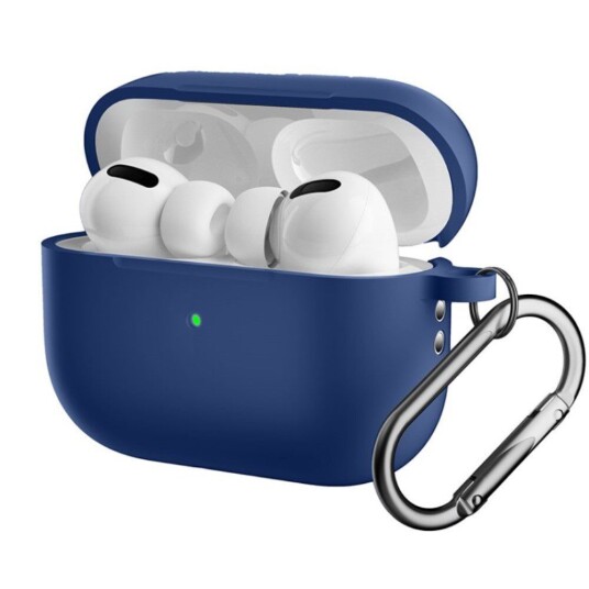 INCOVER Apple Airpods Pro 2nd Gen (2022) Silikondeksel med Karabinkrok Mørke blå