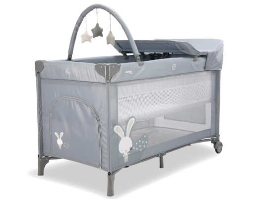 Asalvo - Travel cot complete Rabbit -  Grey  AV-19714 