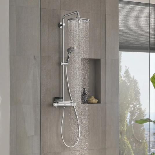 Grohe Vitalio 260 Dusjsystem m/termostat Ø260 mm hodedusj, Krom