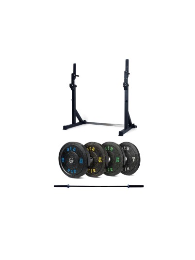 ata treningsutstyr Ata Squat Rack + Bumper Plate Pakke 100kg + Ata Xf Bar