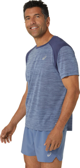 Asics Men's Road Short Sleeve Top Denim Blue/Thunder Blue S