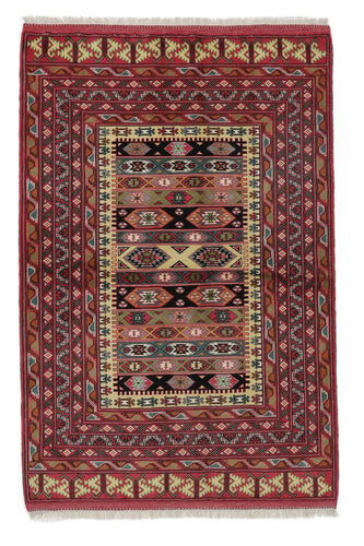 Håndknyttet. Opphav: Persia / Iran Turkaman Teppe Teppe 136X203 Mørk Rød/Svart (Ull, Persia/Iran)