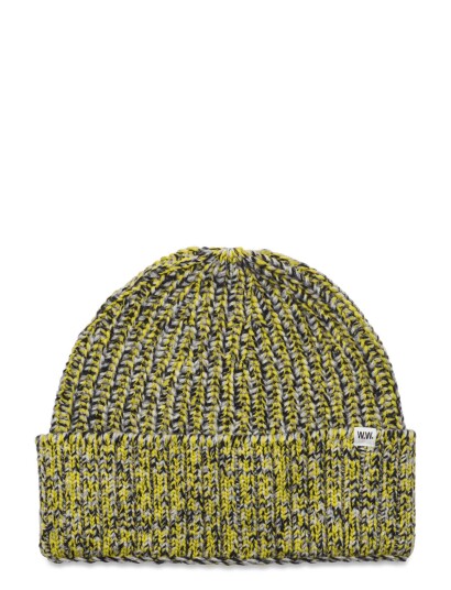 Wood Wood Nia Moulinere Knit Beanie Yellow Wood Wood DARK GREY ONE SIZE