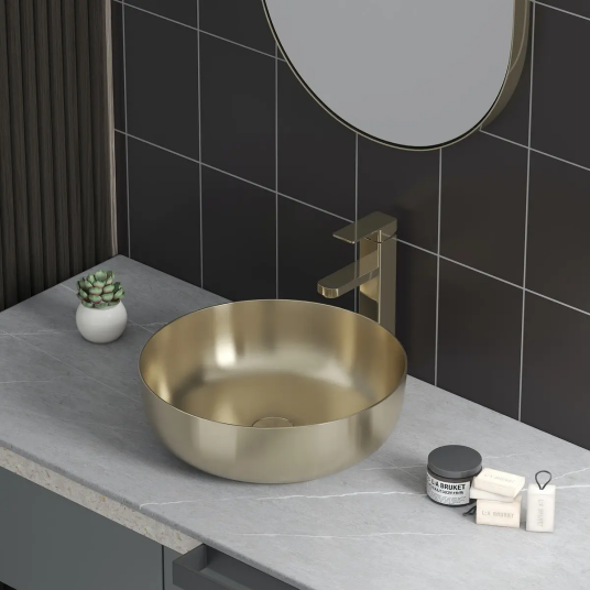 Bathlife Klenod Toppmontert Servant 406x406x120 mm, Børstet Gull