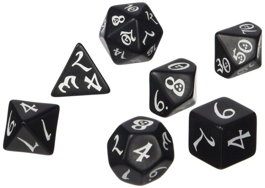 Classic RPG Poly Black /White (7) Terningsett - Rollespill fra Outland