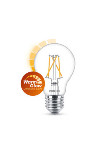 E27 Philips WarmGlow E27 LED-lyspærer 3.4W (40W) (Pære, Klart, Kan dimmes)