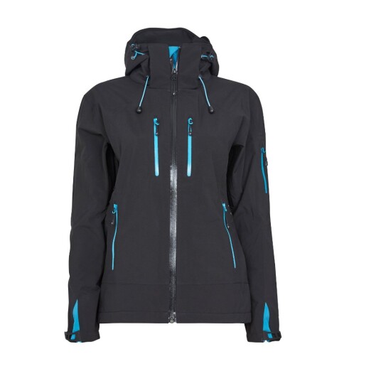 Tracker 7092 Dame Kontrastfarget Extreme Pro Shell, svart/turkis, 1 stk., STK-709228 Black/Turquoise L