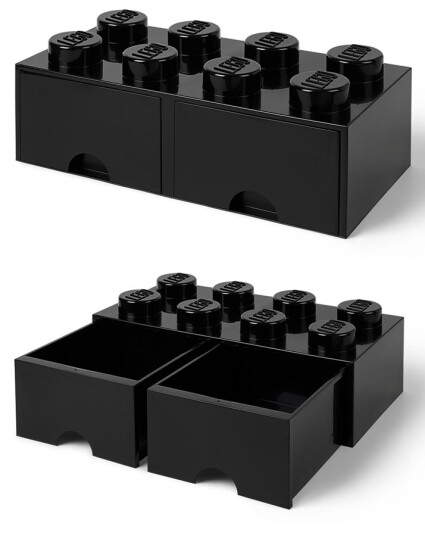 LEGO Storage Brick Drawer 8 stor oppbevaringskloss med 2 skuffer 50 x 25 cm black