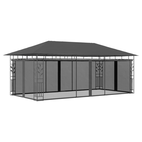 vidaXL Paviljong med myggnett 6x3x2,73 m antrasitt