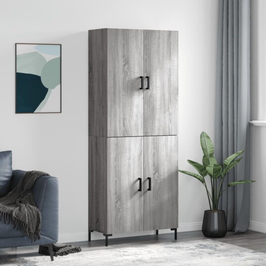 vidaXL Highboard grå sonoma 69,5x34x180 cm konstruert tre 8720845409302