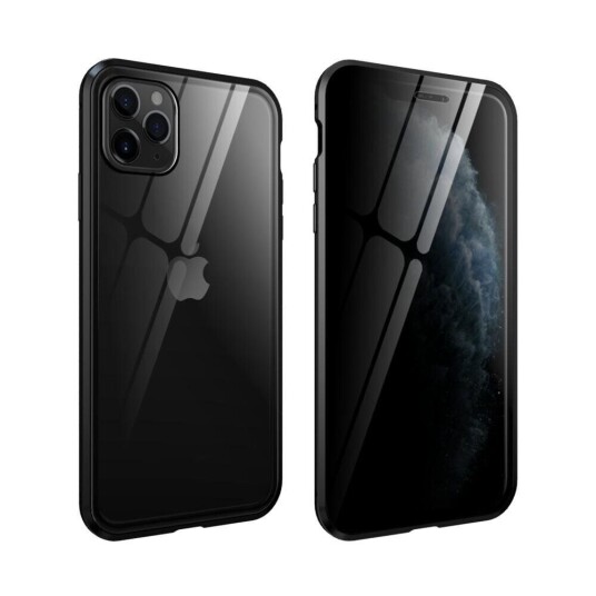 INCOVER iPhone 11 Pro 360° Magnetisk Deksel med Glassbakside og Forside m. Privacy funksjon - Svart