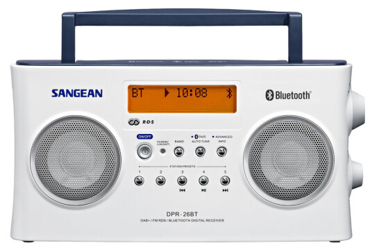 Sangean 12V & 230V Sangean DPR26BT DAB+/DAB/FM/BT Radio hvit