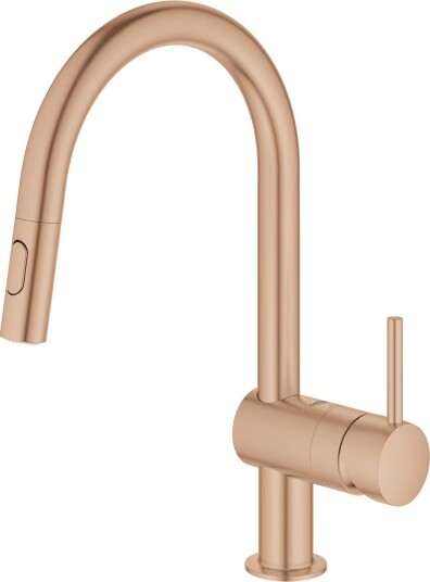 Grohe Minta blandebatteri med C-kran og hånddusj (warm sunset)