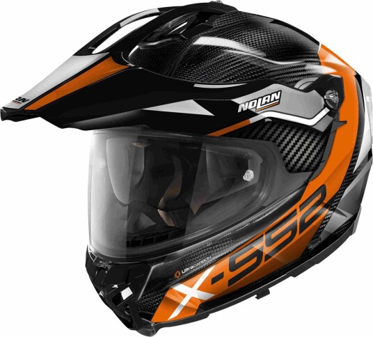 Nolan X-552 Ultra Carbon Dinamo N-Com Hjelm S Svart Oransje Sølv