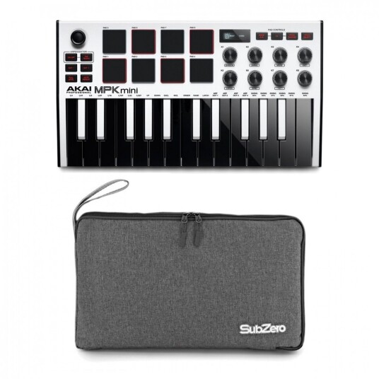 Akai Professional MPK Mini MK3 MIDI Keyboard Hvit med Subzero Bag