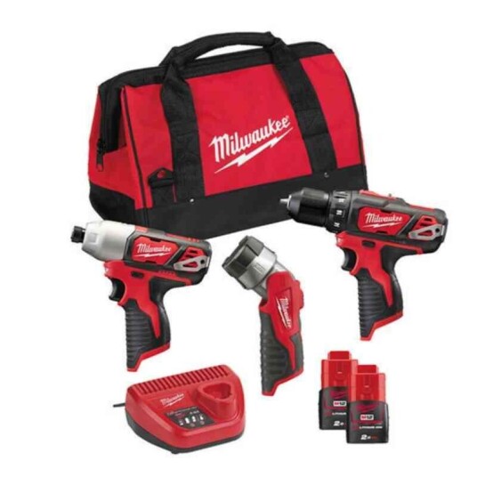 Milwaukee Kombipakke M12 BPP3A-202B 12V, 2.0Ah, med bag