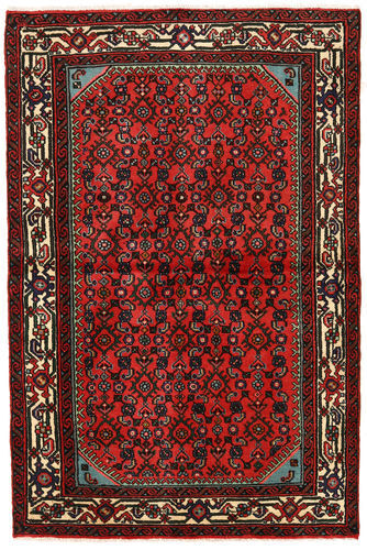 Håndknyttet. Opphav: Persia / Iran Hosseinabad Teppe Teppe 105X159 Brun/Rød (Ull, Persia/Iran)