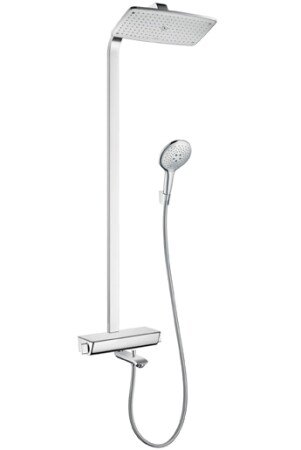 Hansgrohe Raindance Select E360 1jet 360x190 mm, med kartut, Hvit/Krom