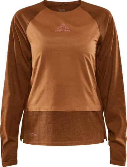 Craft Women's Adv Trail Wool Wind Long Sleeve Tee S, Roots/Melange