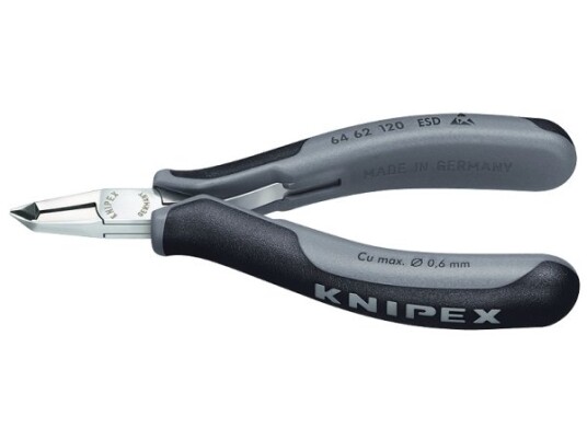 Knipex 64 62 120 Esd, Endekuttende Tang, Stål, Plast, Sort, Grå, 120 Mm, 70 G