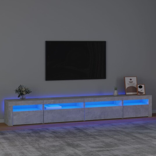 vidaXL TV-benk med LED-lys betonggrå 270x35x40 cm