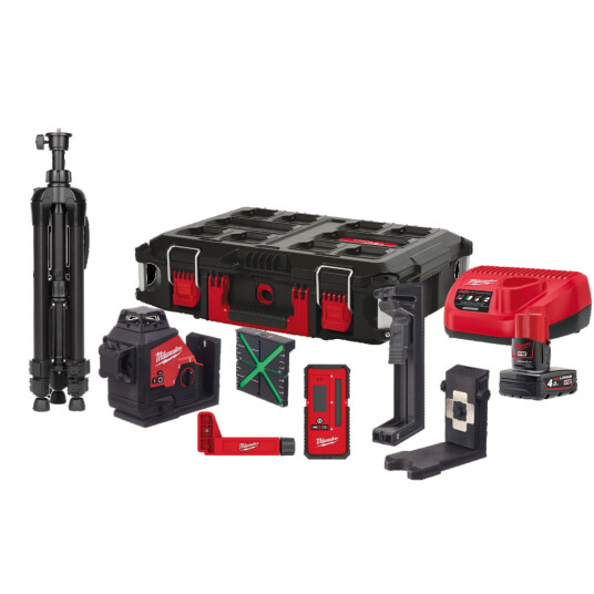 Milwaukee m12™ grønn 360° 3-planslaser 3pl