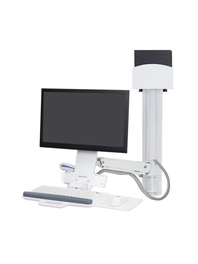 Ergotron StyleView Sit-Stand Combo System With Medium white CPU Holder - Wall mount