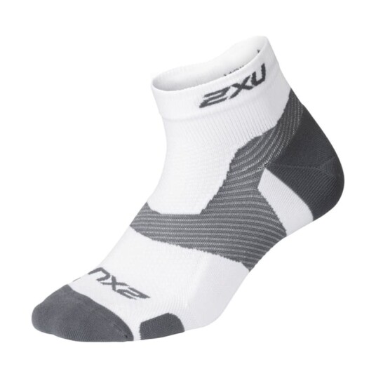 2XU Vectr Light Cush 1/4 Crew Sock XL, White/Grey