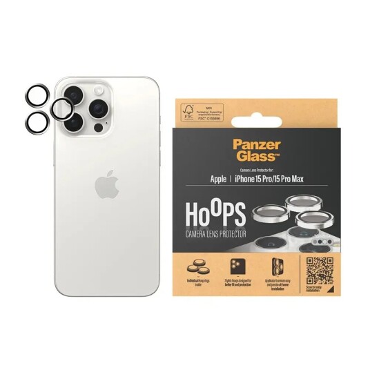 PanzerGlass iPhone 15 Pro / 15 Pro Max PanzerGlass Hoops - Kamerabeskyttelse - White Metal