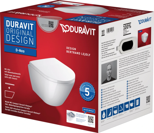 Duravit Compact D-Neo Toaletpakke 370x480 mm, myktlukkende sete, Hvit