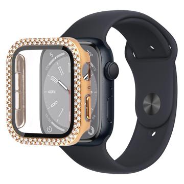 Rhinestone Dekorative Apple Watch Series 9/8/7 Deksel med Skjermbeskytter - 45mm - Gull