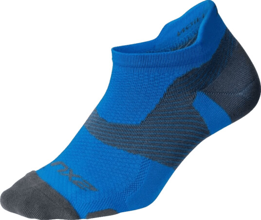 2XU Vectr Light Cushion No Show Sock S, Vibrant Blue/Grey