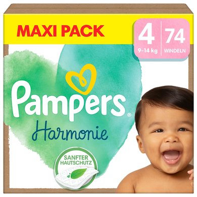 Pampers Harmonie størrelse 4 maxibleier 9-14 kg maxipakke  1x 74 bleier 