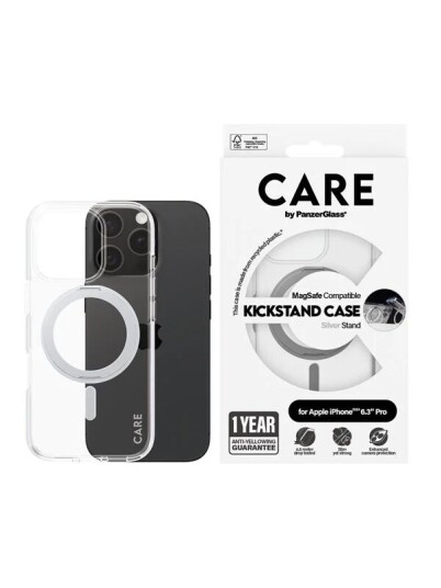 CARE by PanzerGlass Case Feature Silver Kickstand & MagSafe iPhone 16 Pro