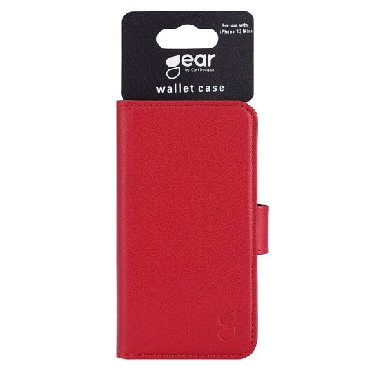 GEAR iPhone 13 Mini Gear Wallet - Flippdeksel i Lær med Lommebok - Rød