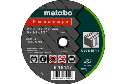 Metabo 616143000, Kutteskive, Flatt Senter, Stein, Metabo, 2,22 Cm, 18 Cm