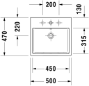 Duravit Vero Air Møbelservant 500x470 mm, 1 bl.hull, m/o.l, Hvit m/WG