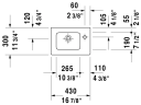 Duravit Me By Starck Møbelservant 430x300 mm, 1 bl.hull, m/overløp, Hvit