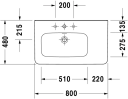 Duravit DuraStyle Møbelservant 800x480 mm, 1 bl.hull, m/overløp, Hvit