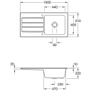 V&B Architectura 60 Kjøkkenkum 1000x510 mm, m/oppl., Almond m/C+