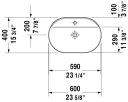 Duravit Luv Toppmontert servant 600x400 mm, 1 bl.hull, u/o.l, Hvit m/WG