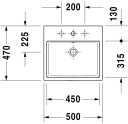 Duravit Vero Air Toppmontert servant 500x470 mm, 1 bl.hull, m/overløp, Hvit