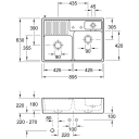 V&B Double Bowl Kjøkkenkum 895x630 mm, u/oppl., Almond m/C+