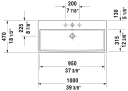 Duravit Vero Air Møbelservant 1000x470 mm, 2 bl.hull, u/o.l, Hvit m/WG