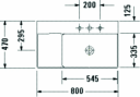 Duravit DuraSquare Toppmontert servant 800x470 mm, 1 bl.hull, u/o.l, Hvit m/WG