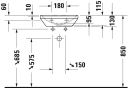 Duravit D-Neo Vegghengt Servant 450x335 mm, 1 bl.hull, u/o.l, Hvit m/WG