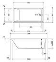 Duravit Starck Badekar for innbygging 1800x900 mm. Med 1 ryggstøtte