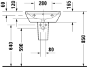 Duravit D-Neo Vegghengt Servant 550x440 mm, 1 bl.hull, m/o.l, Hvit